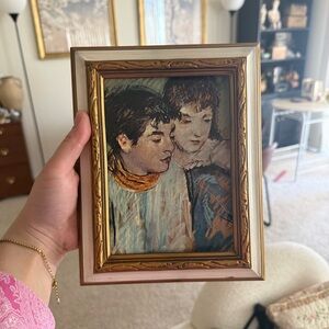 MARY CASSATT The Banjo Lesson Print Vintage Art Gold Plastic Frame Music Decor
